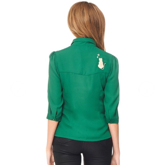 Snow Bird Cat Blouse by Banned Retro - Picture 4 of 12